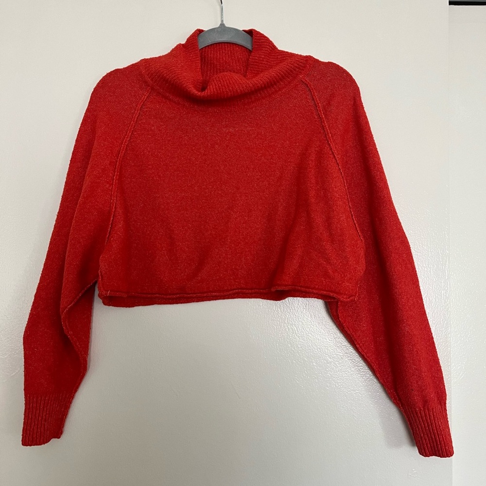 Urban Outfitters Vibrant Orange Cropped Cowl Neck Sweater